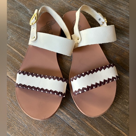 Ancient Greek Clio Strap Sandals White Leather - Picture 3 of 8